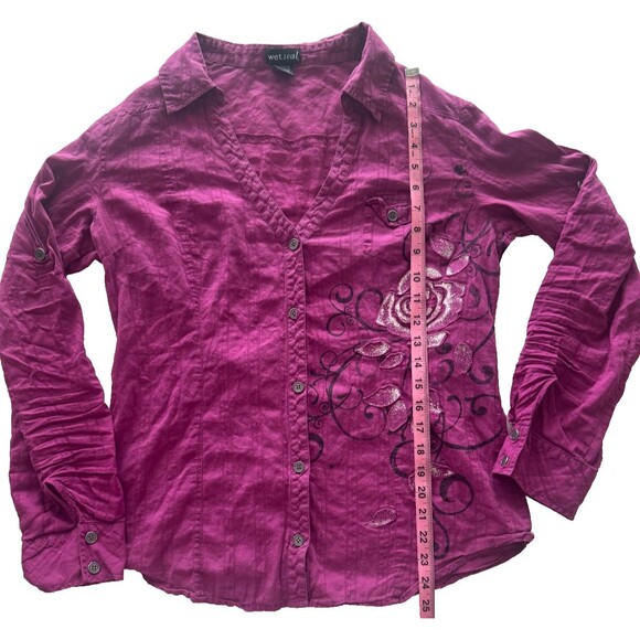 Y2K Vintage Wet Seal Top Womens XL Purple Mallcore Indie Sleaze Dark Academia - Picture 8 of 10